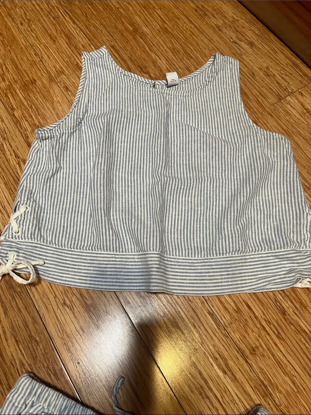 Old Navy Light Blue & White Striped Girls' Romper